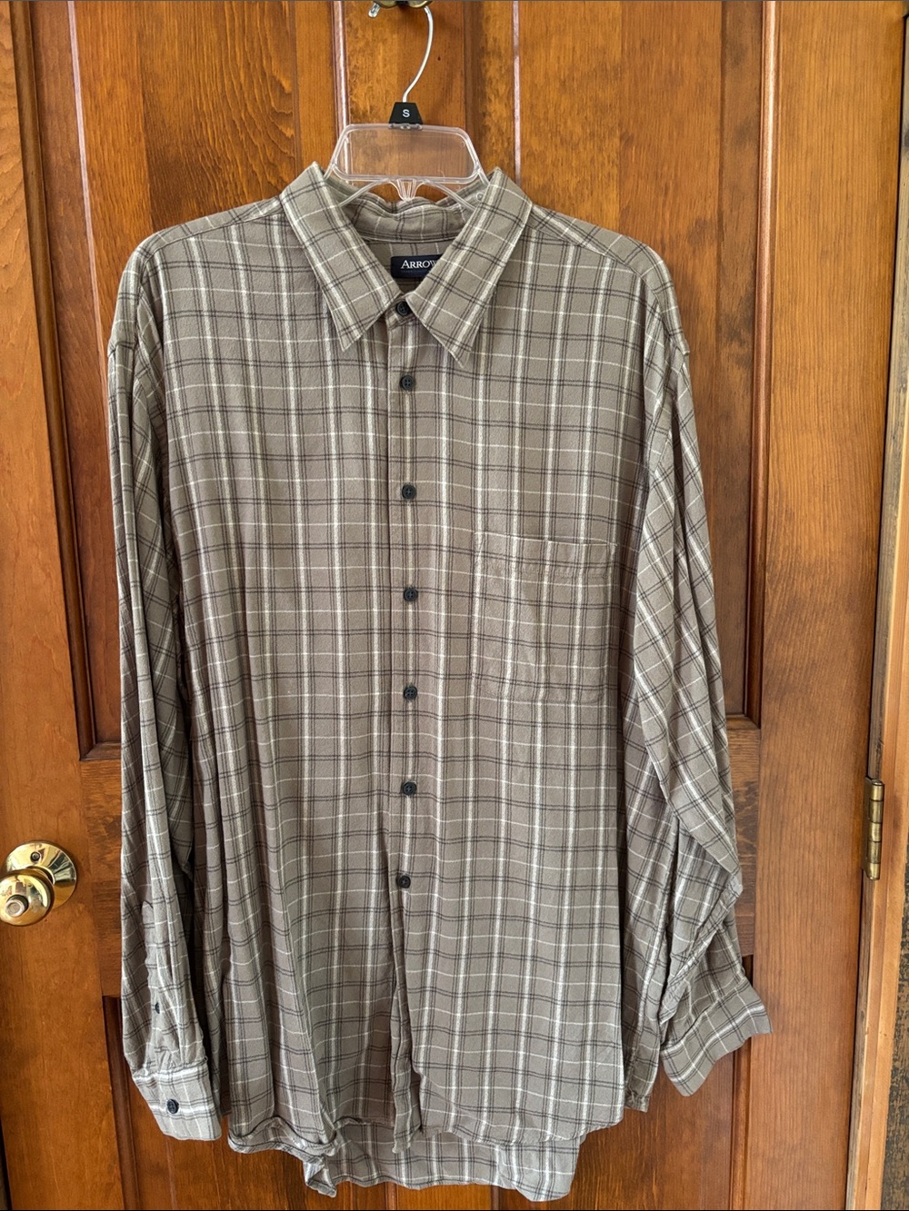 Arrow Men’s Button Down Shirt, XL, Brown/Tan
